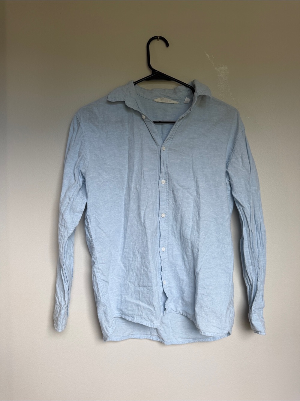 Boy's Light Blue Button-Up Linen Long-Sleeve Shirt